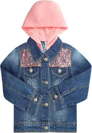 Toddler Big Girls Spring Autumn Denim Coats,Butterfly Blue Hooded Outerwear Kids Jackets