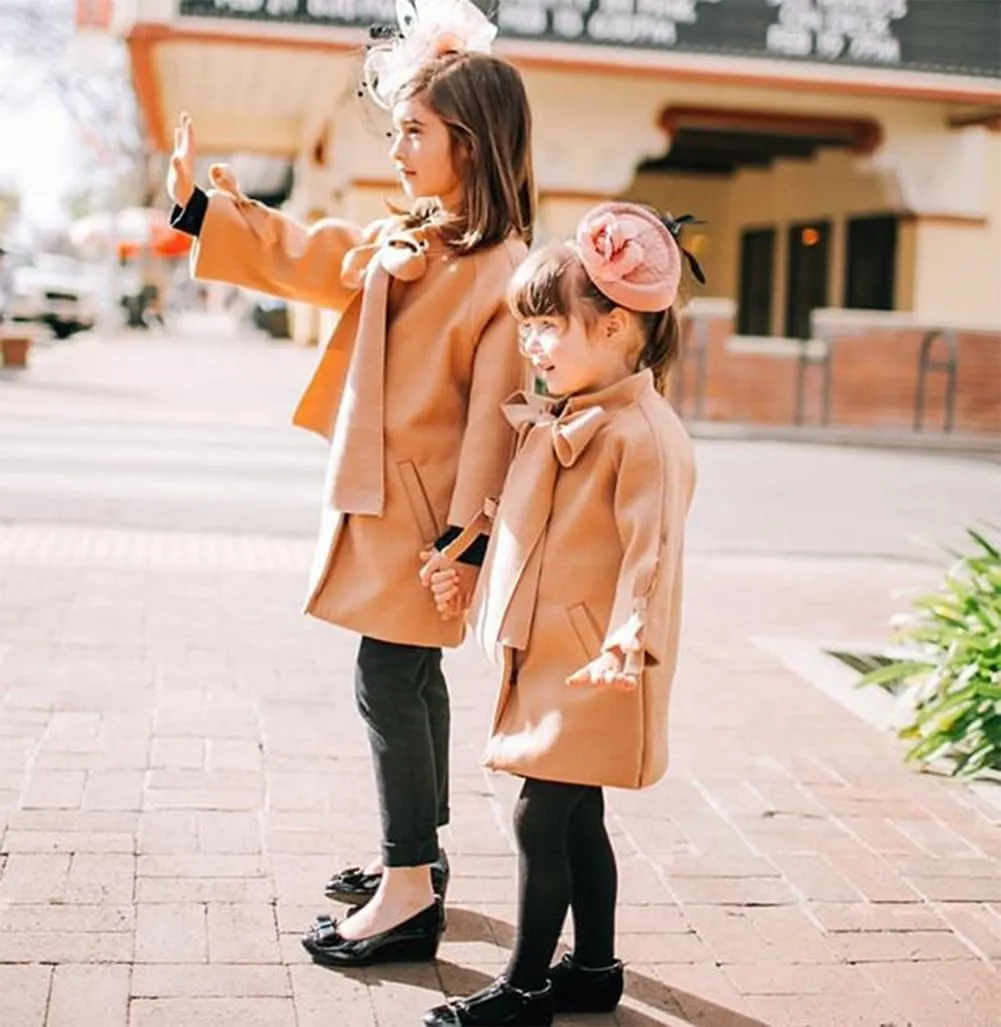 Toddler Girls Trench Coat Baby Girl Woolen Coat Girl Dress Coat Peacoat Winter Fall Outerwear