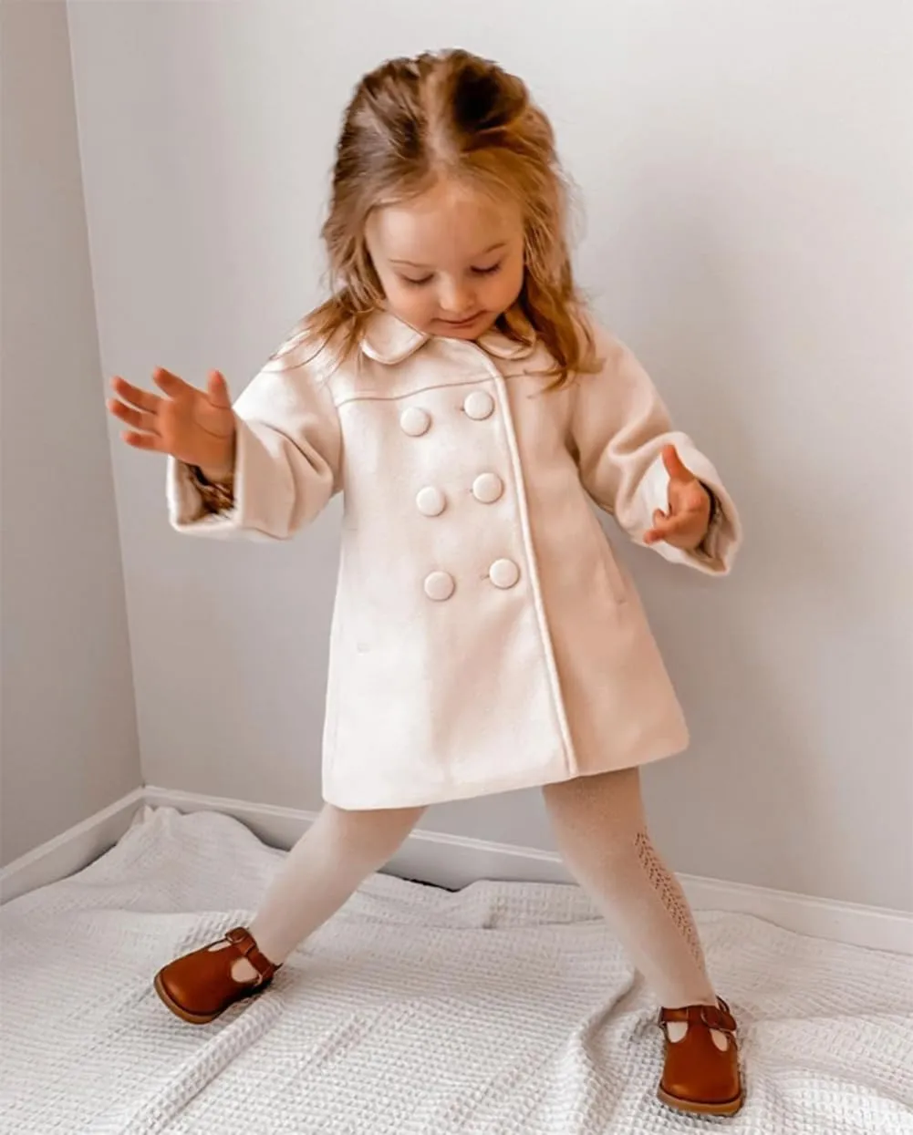 Toddler Girls Trench Coat Baby Girl Woolen Coat Girl Dress Coat Peacoat Winter Fall Outerwear