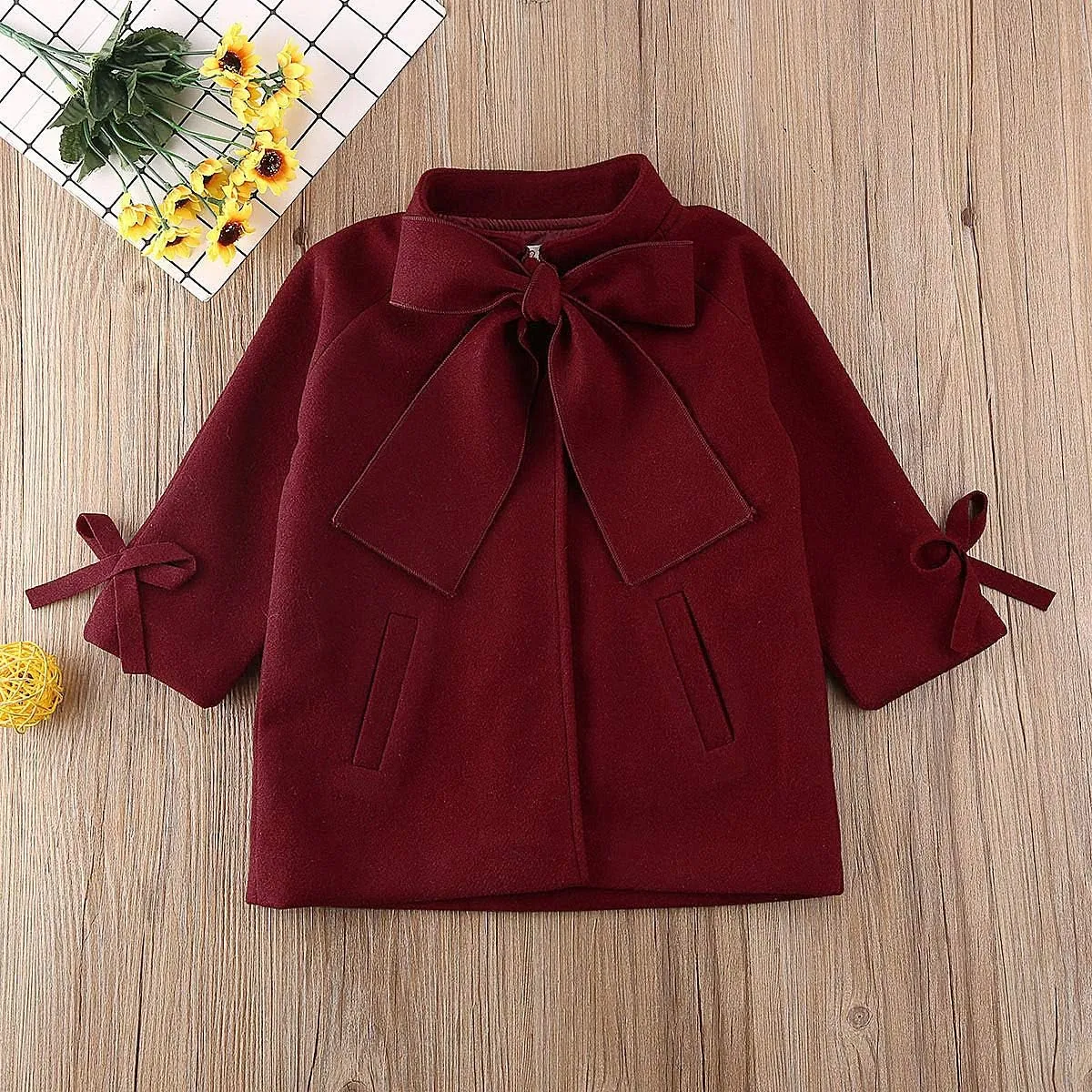 Toddler Girls Trench Coat Baby Girl Woolen Coat Girl Dress Coat Peacoat Winter Fall Outerwear