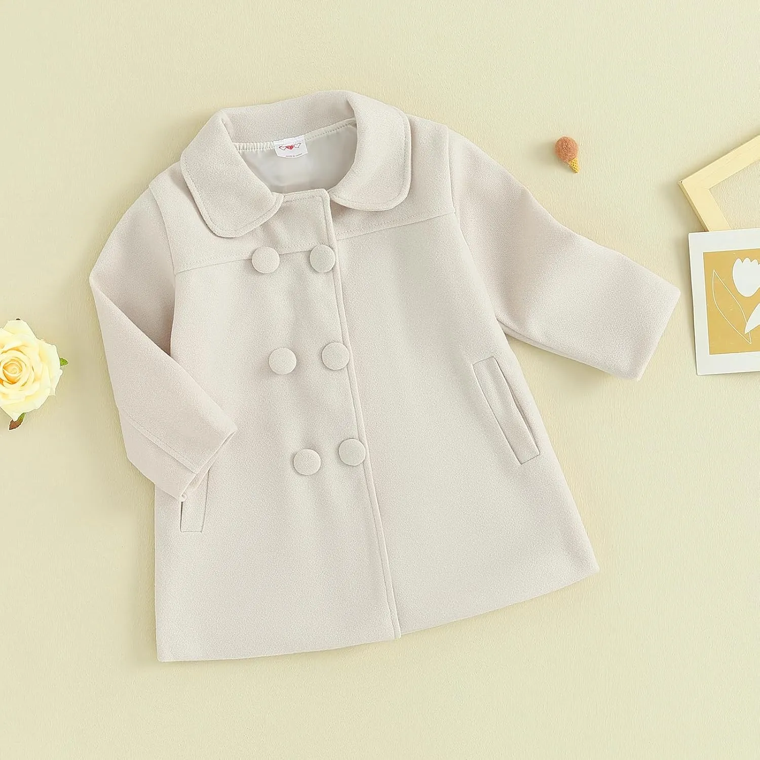 Toddler Girls Trench Coat Baby Girl Woolen Coat Girl Dress Coat Peacoat Winter Fall Outerwear