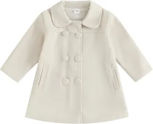 Toddler Girls Trench Coat Baby Girl Woolen Coat Girl Dress Coat Peacoat Winter Fall Outerwear