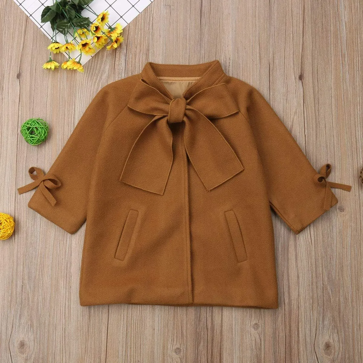 Toddler Girls Trench Coat Baby Girl Woolen Coat Girl Dress Coat Peacoat Winter Fall Outerwear