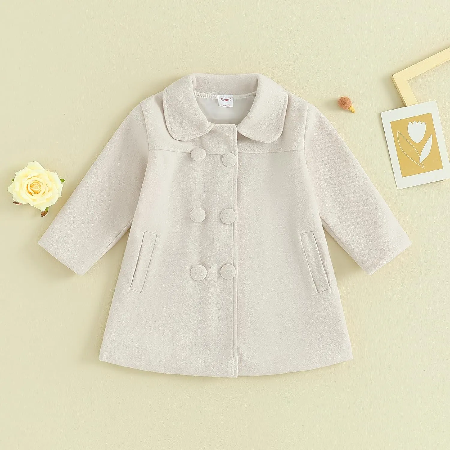 Toddler Girls Trench Coat Baby Girl Woolen Coat Girl Dress Coat Peacoat Winter Fall Outerwear