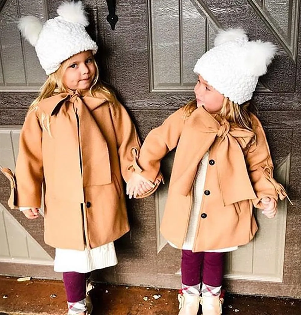 Toddler Girls Trench Coat Baby Girl Woolen Coat Girl Dress Coat Peacoat Winter Fall Outerwear