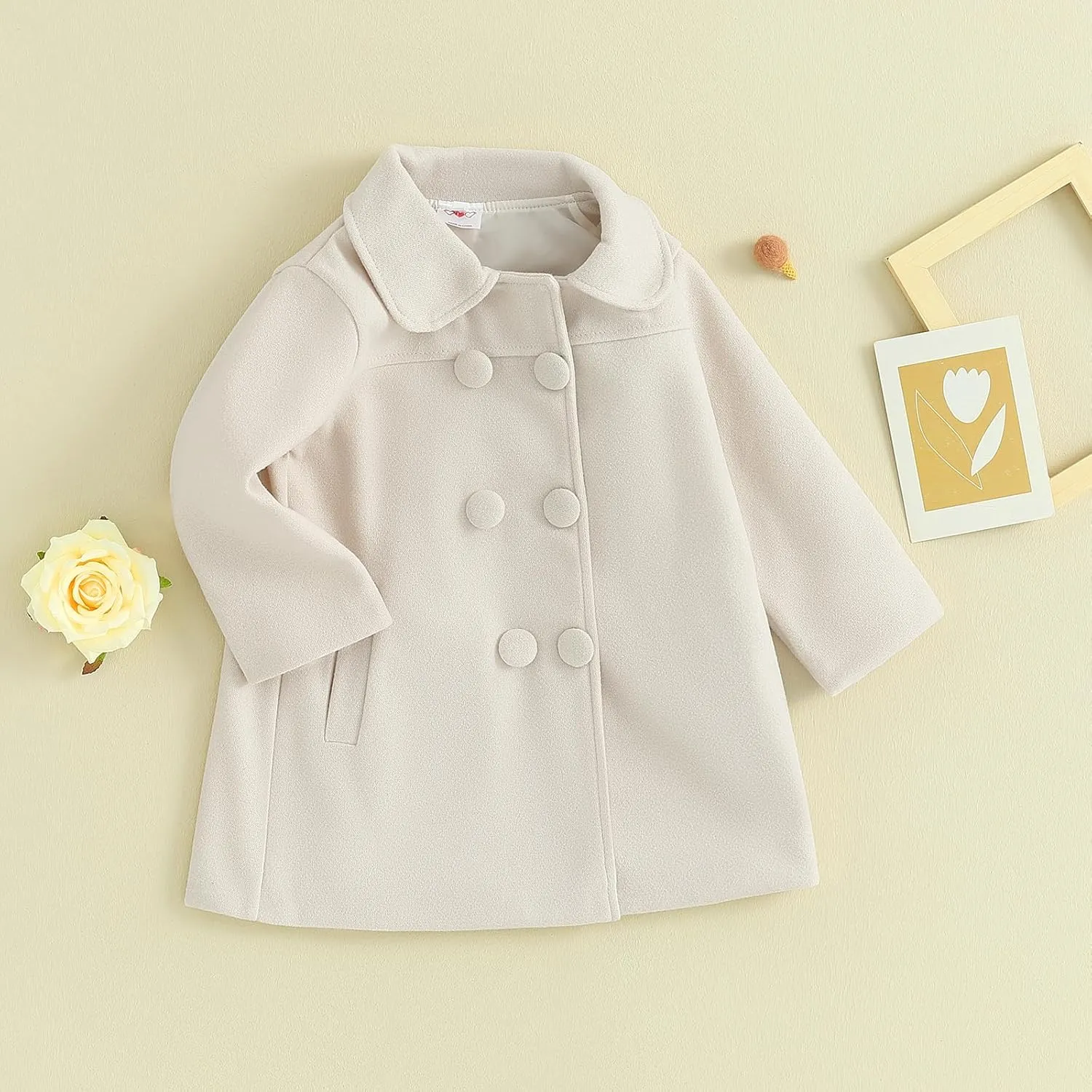Toddler Girls Trench Coat Baby Girl Woolen Coat Girl Dress Coat Peacoat Winter Fall Outerwear