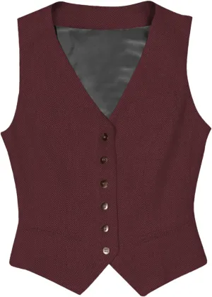 Tuikayoo Womens Herringbone tweed Sleeveless Slim Fit Button Down Top V Neck Outerwear Waistcoat Vest