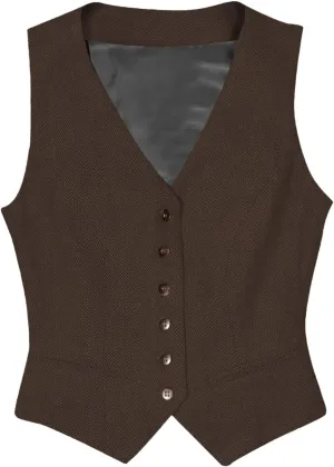 Tuikayoo Womens Herringbone tweed Sleeveless Slim Fit Button Down Top V Neck Outerwear Waistcoat Vest