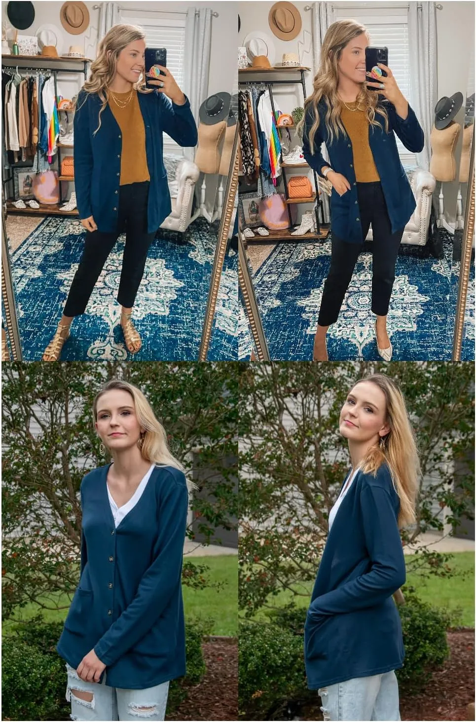 ULTRANICE Women's Cardigan Sweaters Lightweight Long Sleeve Open Front Knitted Button Down Cardigans Tops with Pockets