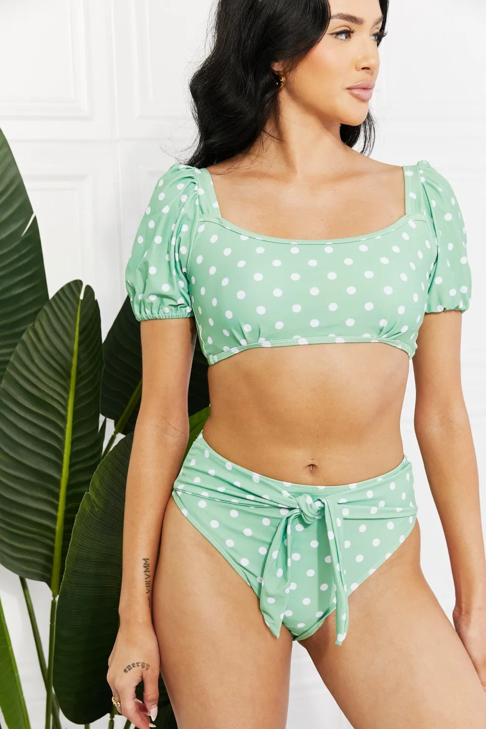 Vacay Ready Puff Sleeve Bikini (Gum Leaf)