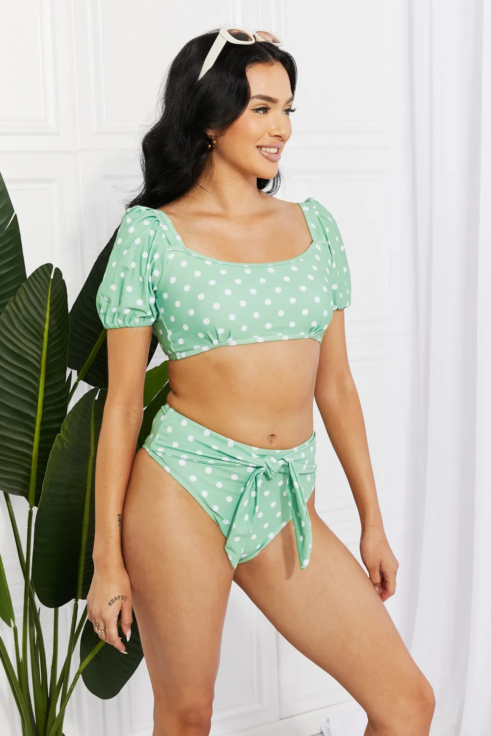 Vacay Ready Puff Sleeve Bikini (Gum Leaf)