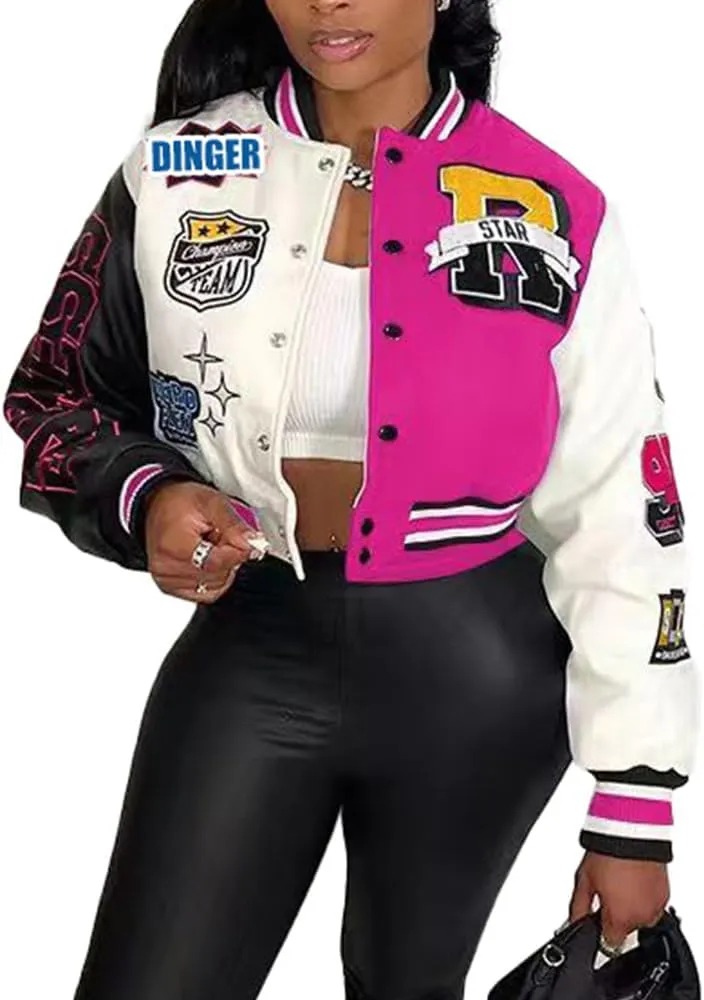 VOIKERDR Button Down Shirts for Women Outerwear Windbreaker Varsity Jacket for Women Fall Lightweight Jacket 2024