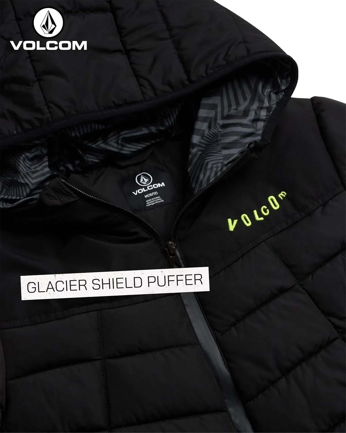 Volcom Boys' Puffer Jacket - Glacier Shield Quilted Winter Jacket with Hood - Insulated Outerwear Jackets for Boys (4-18)