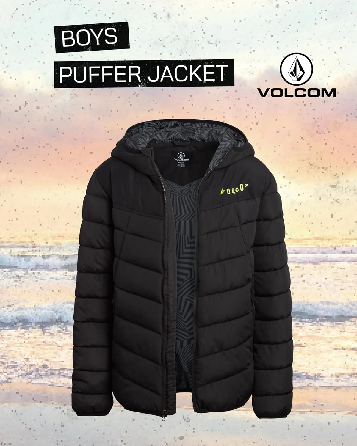 Volcom Boys' Puffer Jacket - Glacier Shield Quilted Winter Jacket with Hood - Insulated Outerwear Jackets for Boys (4-18)