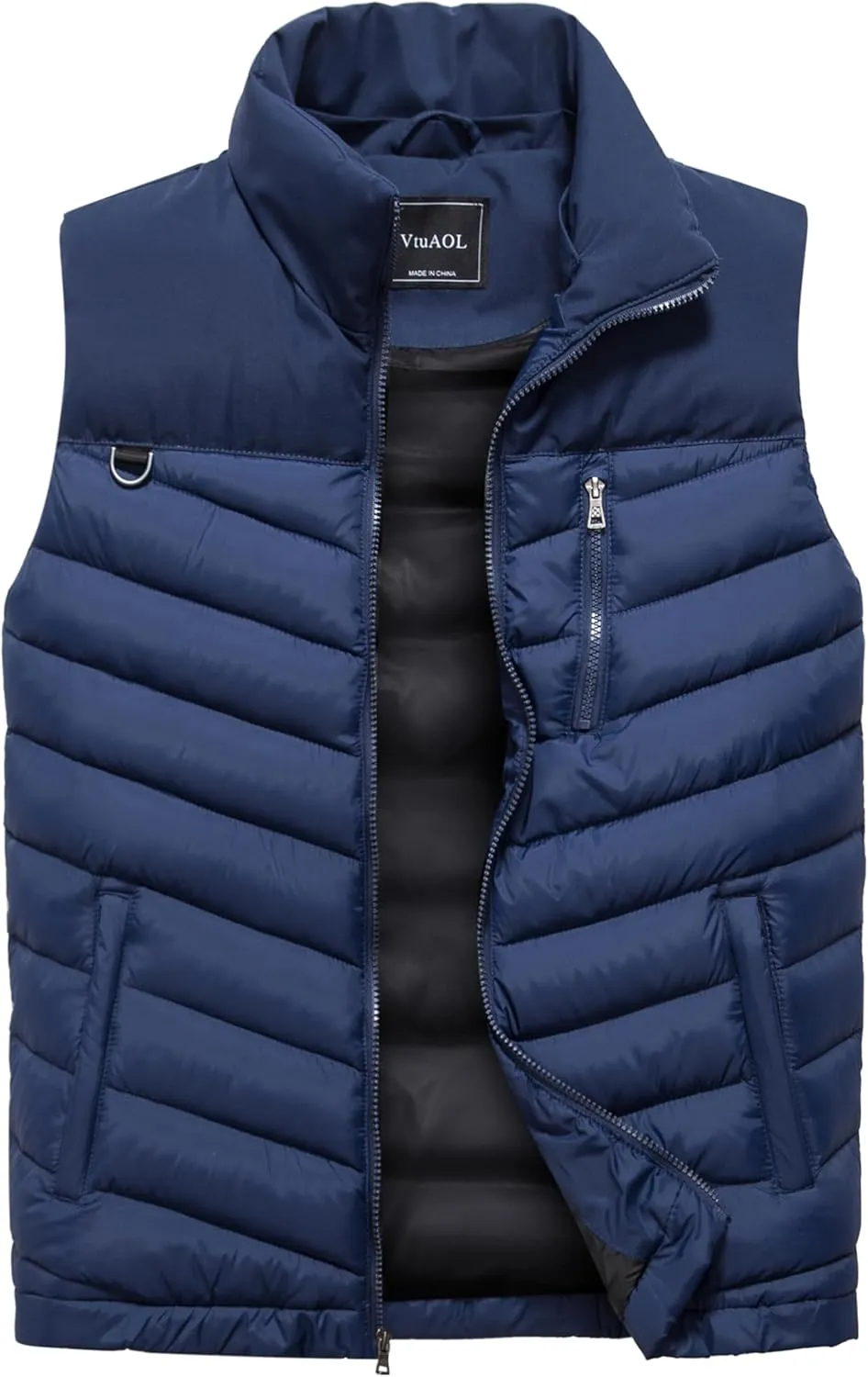 VtuAOL Men's Puffer Vest Outdoor Hooded Padded Vest Softshell Outerwear Vest for Travel Hiking