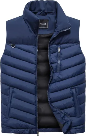 VtuAOL Men's Puffer Vest Outdoor Hooded Padded Vest Softshell Outerwear Vest for Travel Hiking