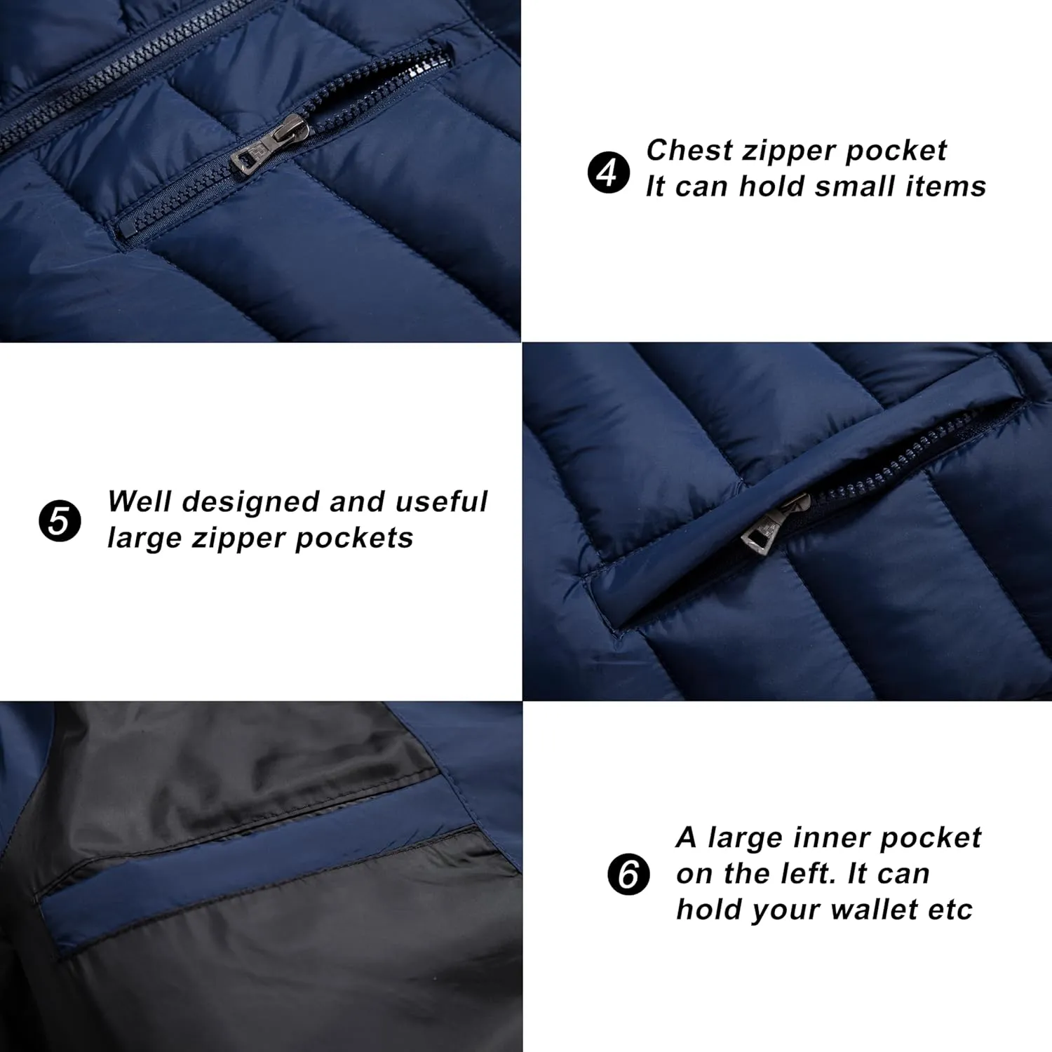 VtuAOL Men's Puffer Vest Outdoor Hooded Padded Vest Softshell Outerwear Vest for Travel Hiking