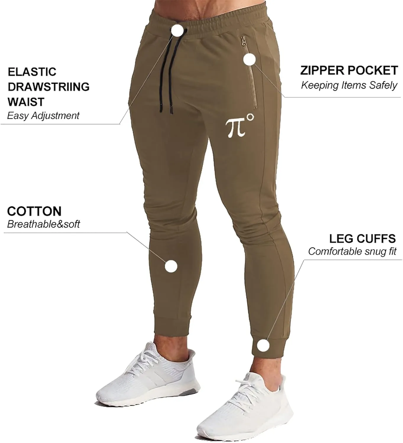Wangdo Men's Joggers Sweatpants Gym Training Workout Pants Slim Fit with Zipper Pockets