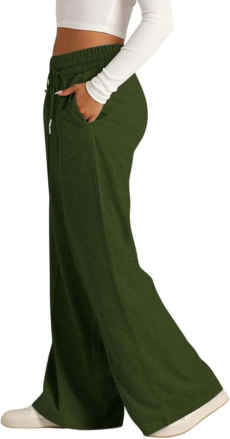 Wide Leg Sweatpants Women 2025 High Waisted Casual Loose Drawstring Sports Athletic Baggy Lounge Pants with Pockets