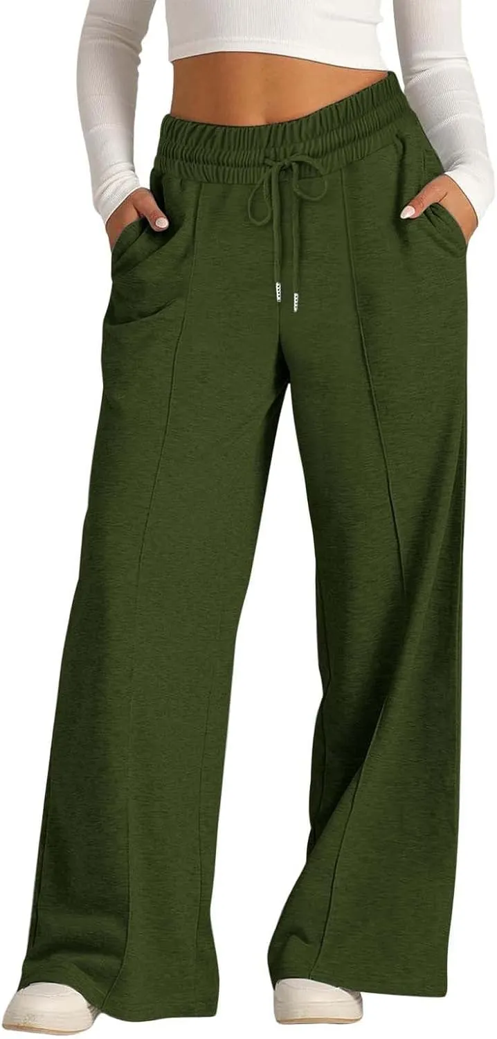 Wide Leg Sweatpants Women 2025 High Waisted Casual Loose Drawstring Sports Athletic Baggy Lounge Pants with Pockets