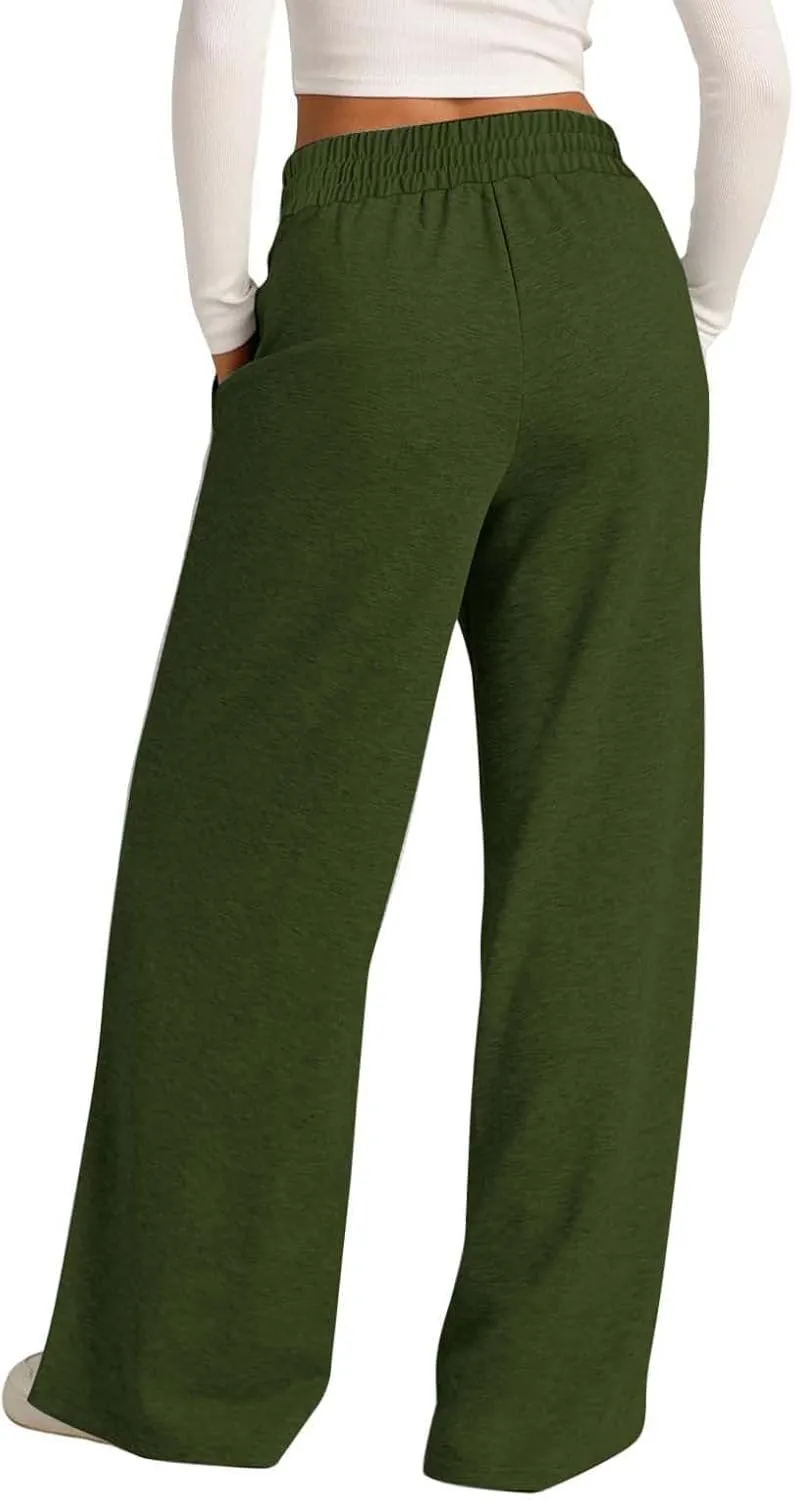 Wide Leg Sweatpants Women 2025 High Waisted Casual Loose Drawstring Sports Athletic Baggy Lounge Pants with Pockets