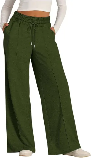Wide Leg Sweatpants Women 2025 High Waisted Casual Loose Drawstring Sports Athletic Baggy Lounge Pants with Pockets