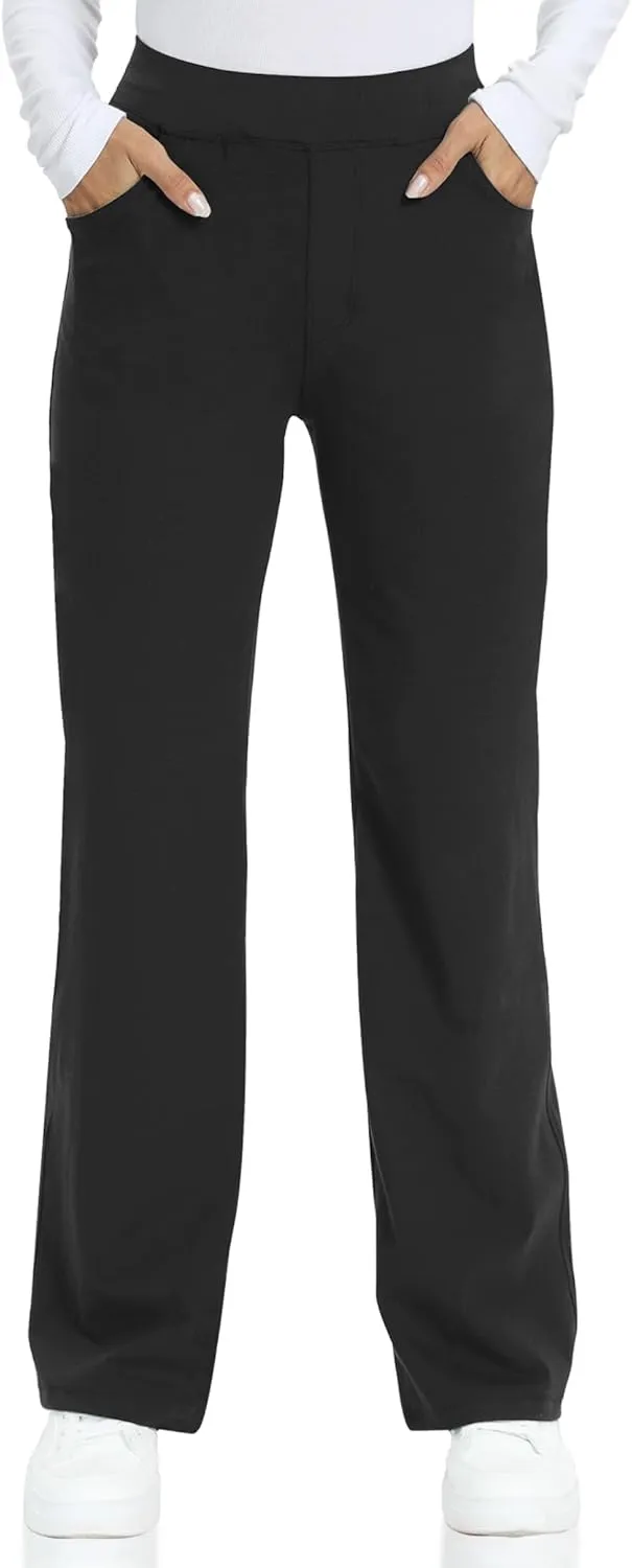Wide Leg Yoga Pants Women with Pockets, High Waisted Casual Lounge Dress Pants Petite/Regular/Tall