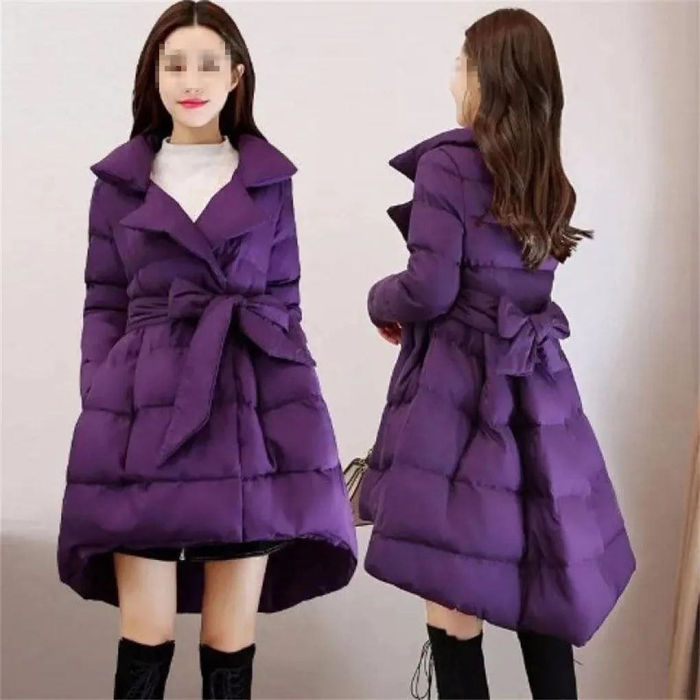 Winter Jacket Long Coat Women Parkas Warm Padded Cotton Jackets With Belt Outerwear Female Clothing