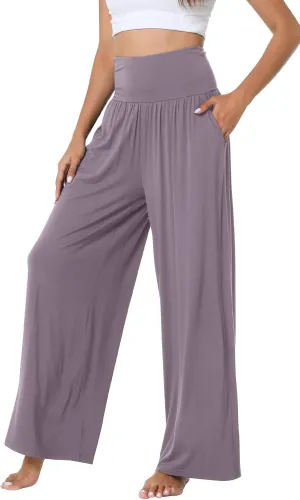 WiWi Pajama Pants for Women Soft Wide Leg Palazzo Lounge Sweatpants Loose Yoga Bottoms-Viscose from Bamboo S-XXL