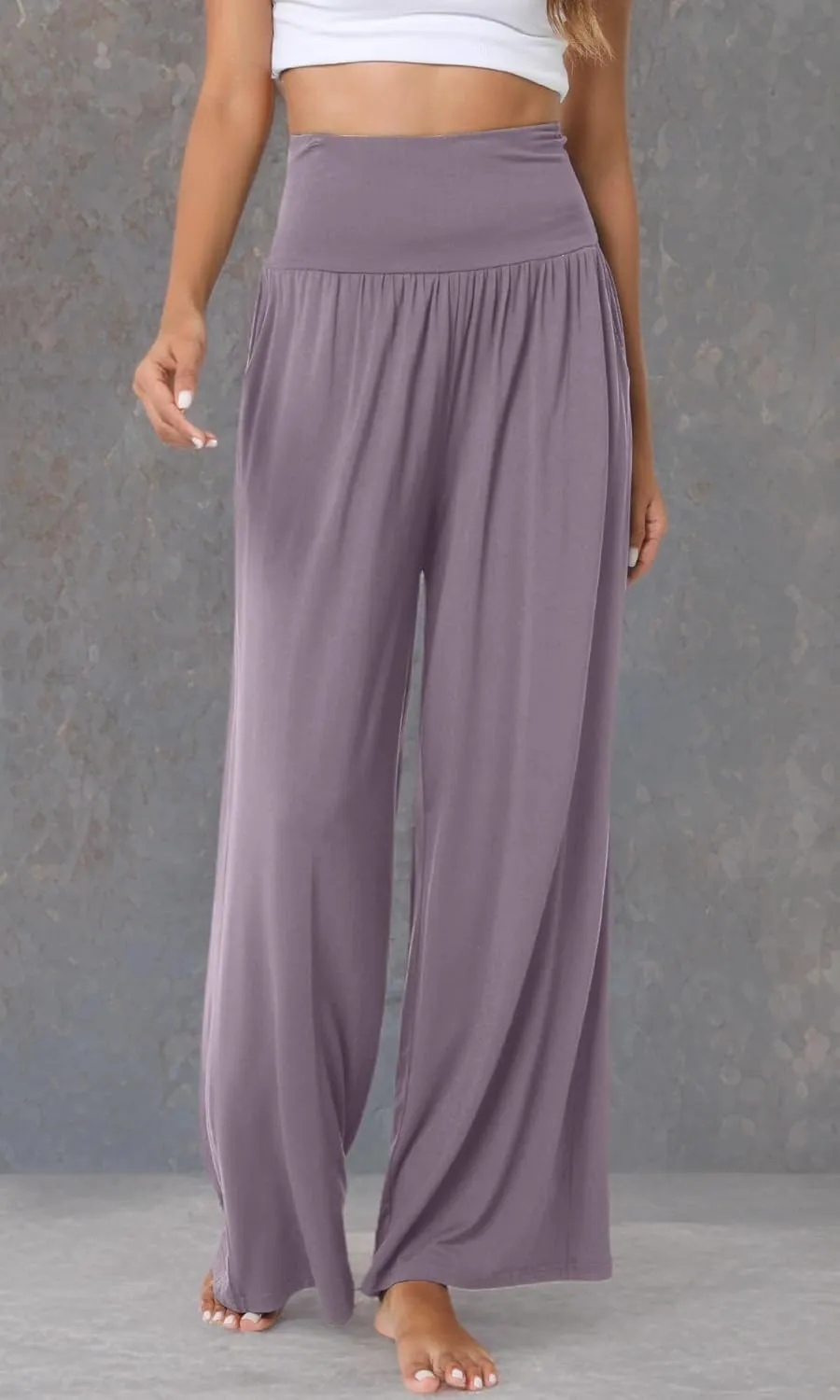WiWi Pajama Pants for Women Soft Wide Leg Palazzo Lounge Sweatpants Loose Yoga Bottoms-Viscose from Bamboo S-XXL