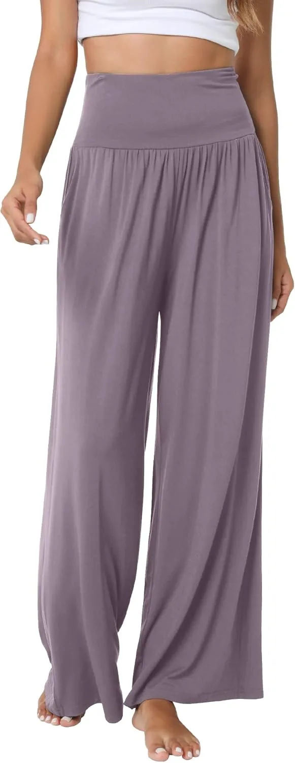 WiWi Pajama Pants for Women Soft Wide Leg Palazzo Lounge Sweatpants Loose Yoga Bottoms-Viscose from Bamboo S-XXL
