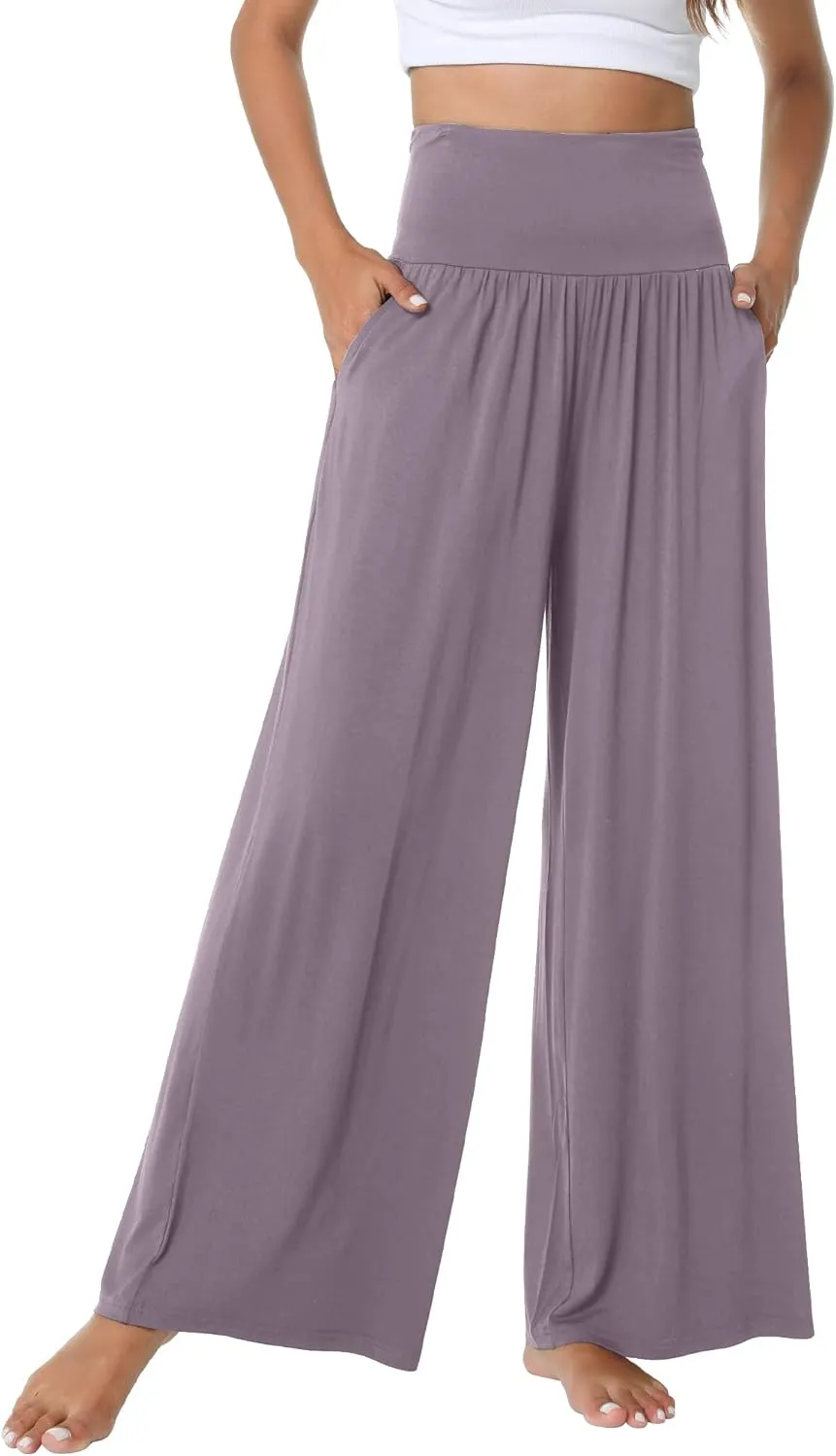 WiWi Pajama Pants for Women Soft Wide Leg Palazzo Lounge Sweatpants Loose Yoga Bottoms-Viscose from Bamboo S-XXL
