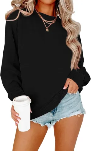 Women Crew Neck Sweatshirts Fall Casual Oversized Sweatshirts Long Sleeve Cute Preppy Sweatshirt Comfort Pullover