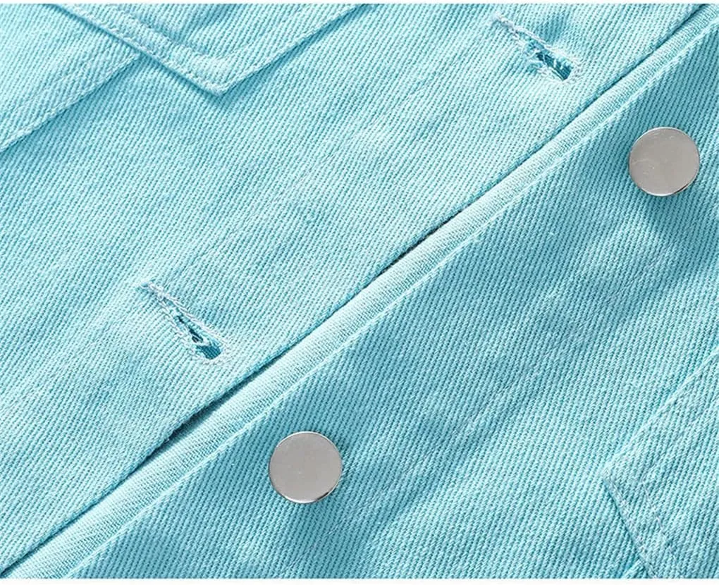 Women Denim Vest Spring Autumn Casual Hole Nail Bead Sleeveless Jacket Short Jean Waistcoat