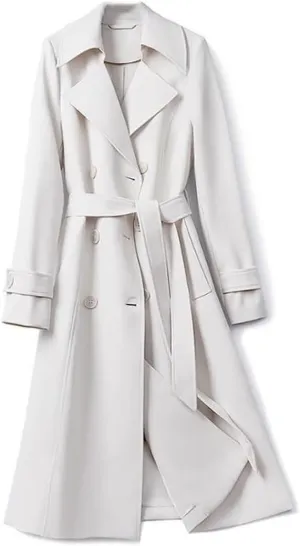 Women Double Breasted Long Trench Coat Lapel Long Sleeve Slim Windbreaker With Belt Fashion Spring Autumn Outerwear