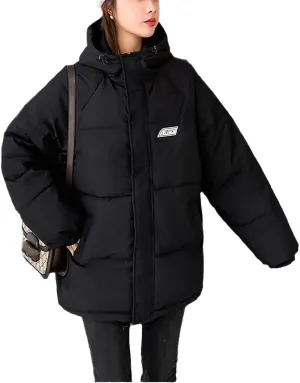 Women Hooded Oversize Loose Puffer Parka Down Cotton Padded Bubble Coat Female Short Overcoat Winter Jacket