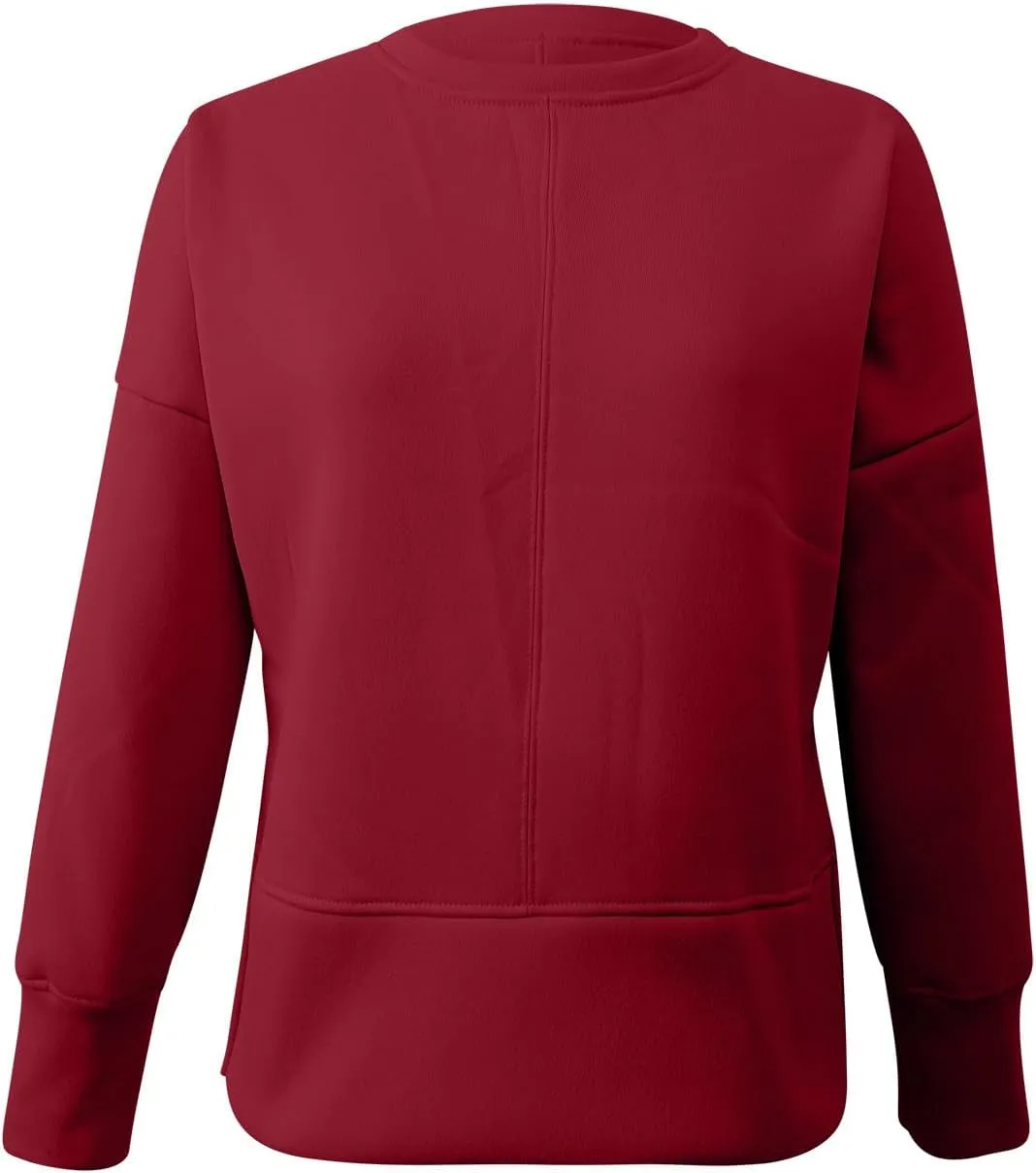 Women Oversized Sweatshirt Loose Fit Crewneck Side Slit Y2k Pullover Tops Casual Long Sleeve Fleece Comfort Hoodies