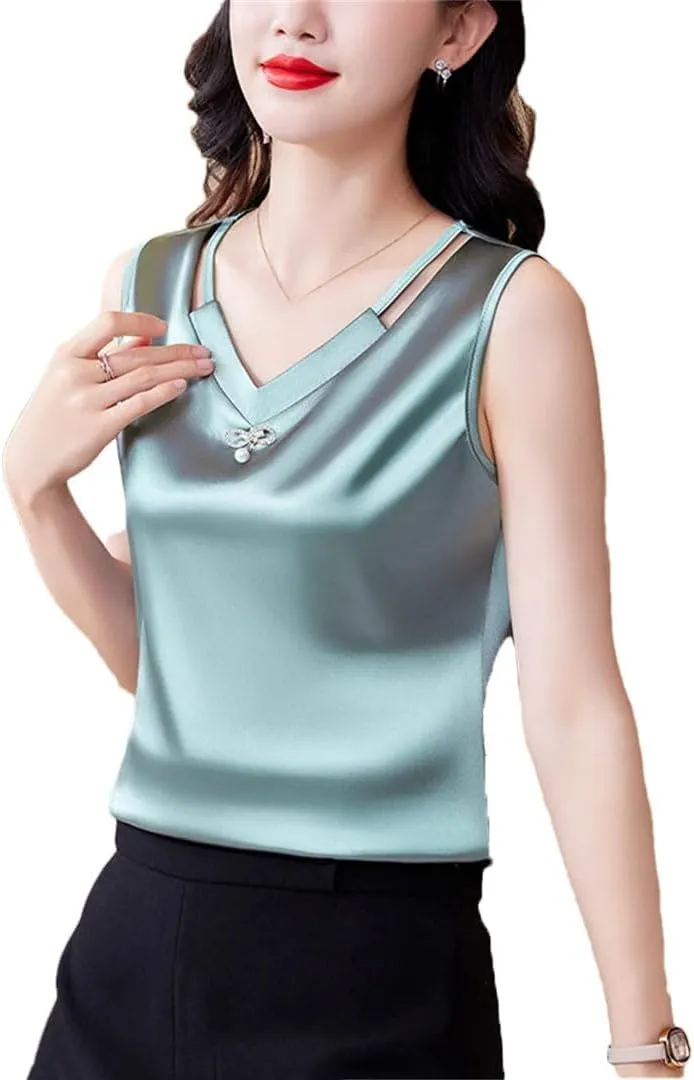 Women Tank Top Spring Summer Hollow Out Camisole V Neck Korean Casual Sleeveless Vest