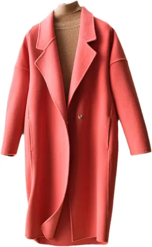 Women Wool Coat Casual Long Outerwear Loose Overcoat Autumn Winter Fashion Trench Coat