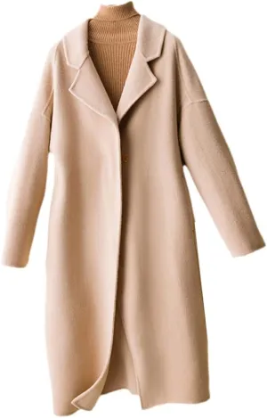 Women Wool Coat Casual Long Outerwear Loose Overcoat Autumn Winter Fashion Trench Coat