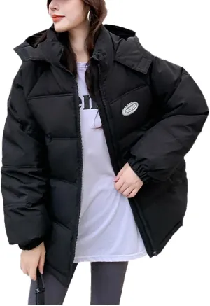 Women's Autumn Winter Coat Thick Down Cotton Padded Jacket Female Hooded Casual Loose Short Parkas