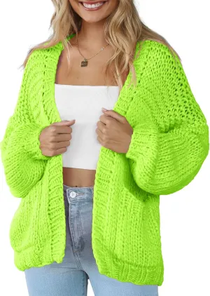Women's Cardigan Soft Pocketed Long Sleeves Casual Knitted Open Front Cardigans Lightweight Sweaters