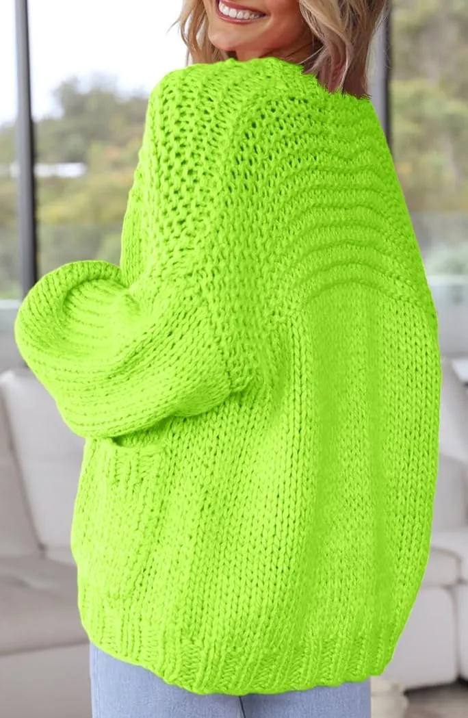 Women's Cardigan Soft Pocketed Long Sleeves Casual Knitted Open Front Cardigans Lightweight Sweaters