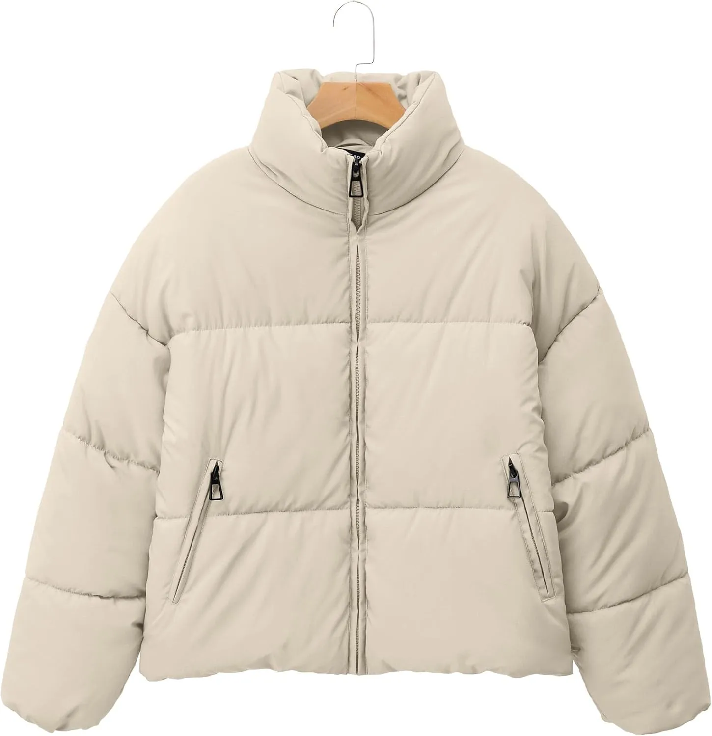 Womens Cropped Puffer Jacket Long Sleeve Winter Puffy Coat Short Warm Casual Quilted Jackets