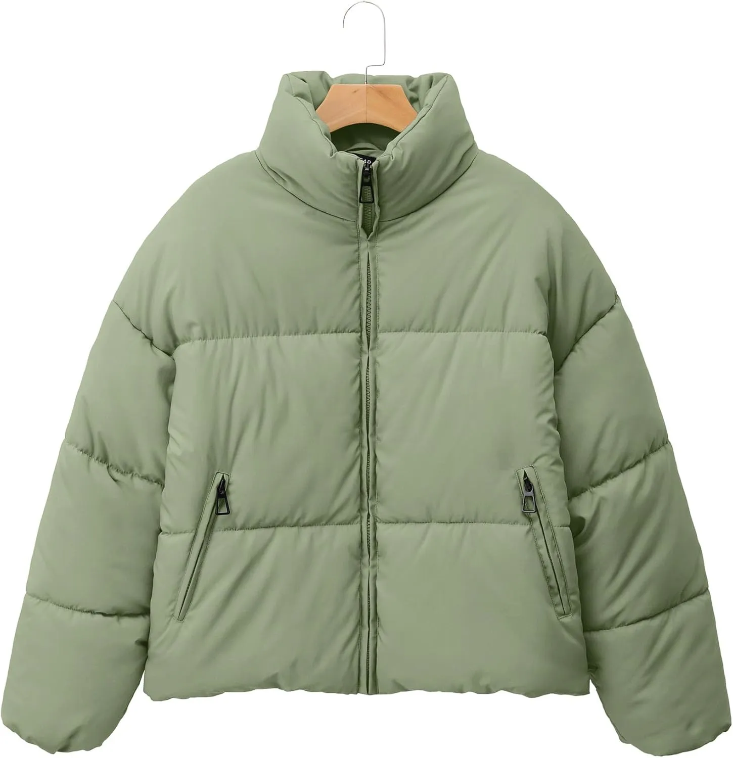 Womens Cropped Puffer Jacket Long Sleeve Winter Puffy Coat Short Warm Casual Quilted Jackets