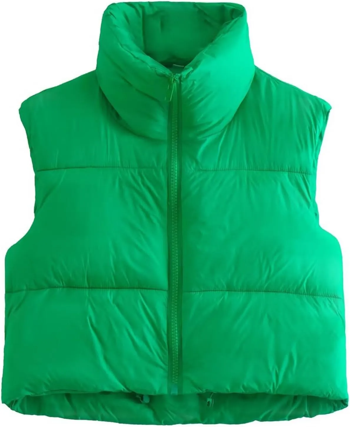 Womens Cropped Puffer Vest Stand Collar Zip Up Lightweight Winter Puffy Jacket Vests Outerwear