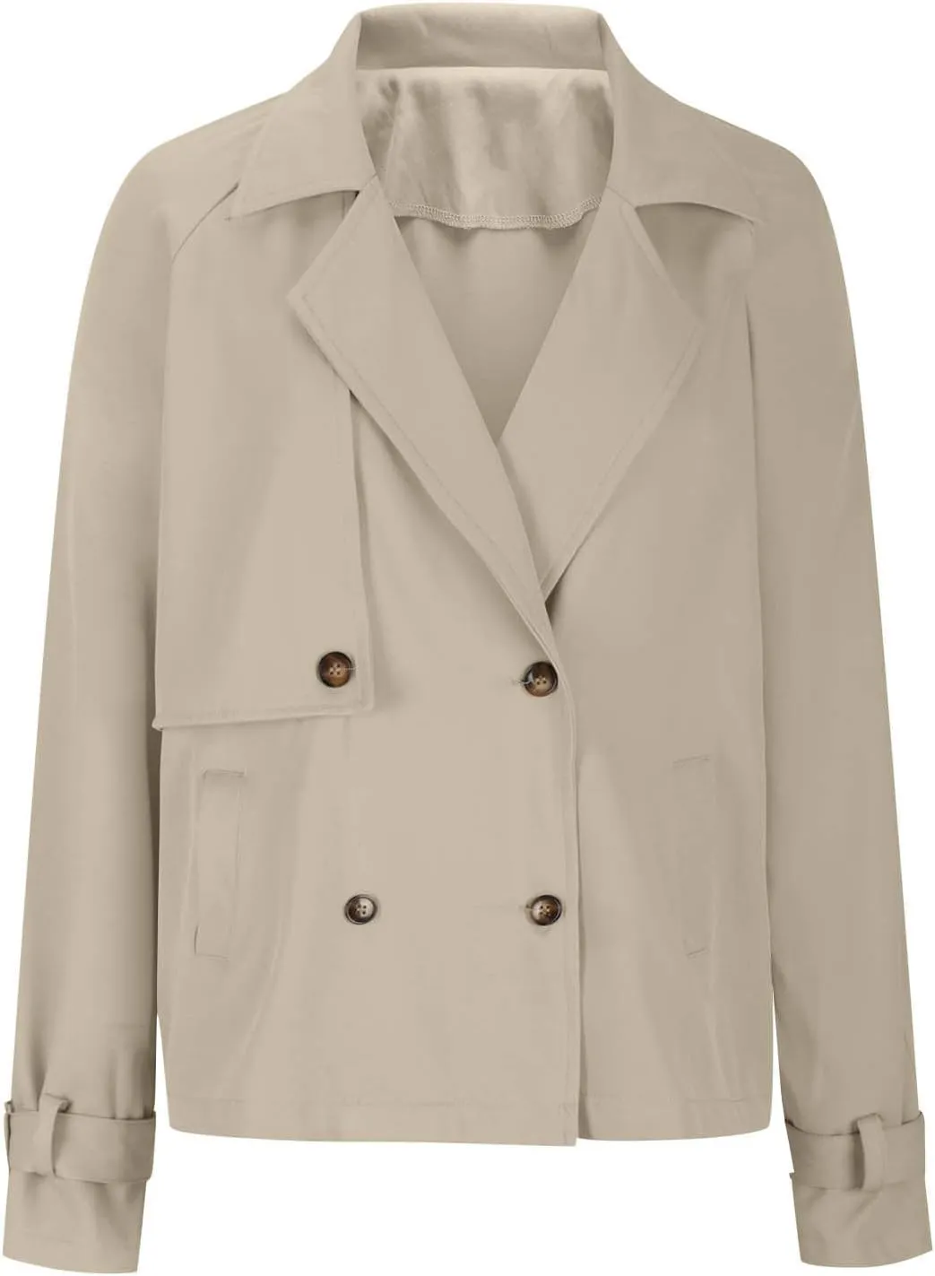 Womens Cropped Trench Coats Casual Double Breasted Short Jackets Fall Winter Fashion Outerwear with Pockets 2024