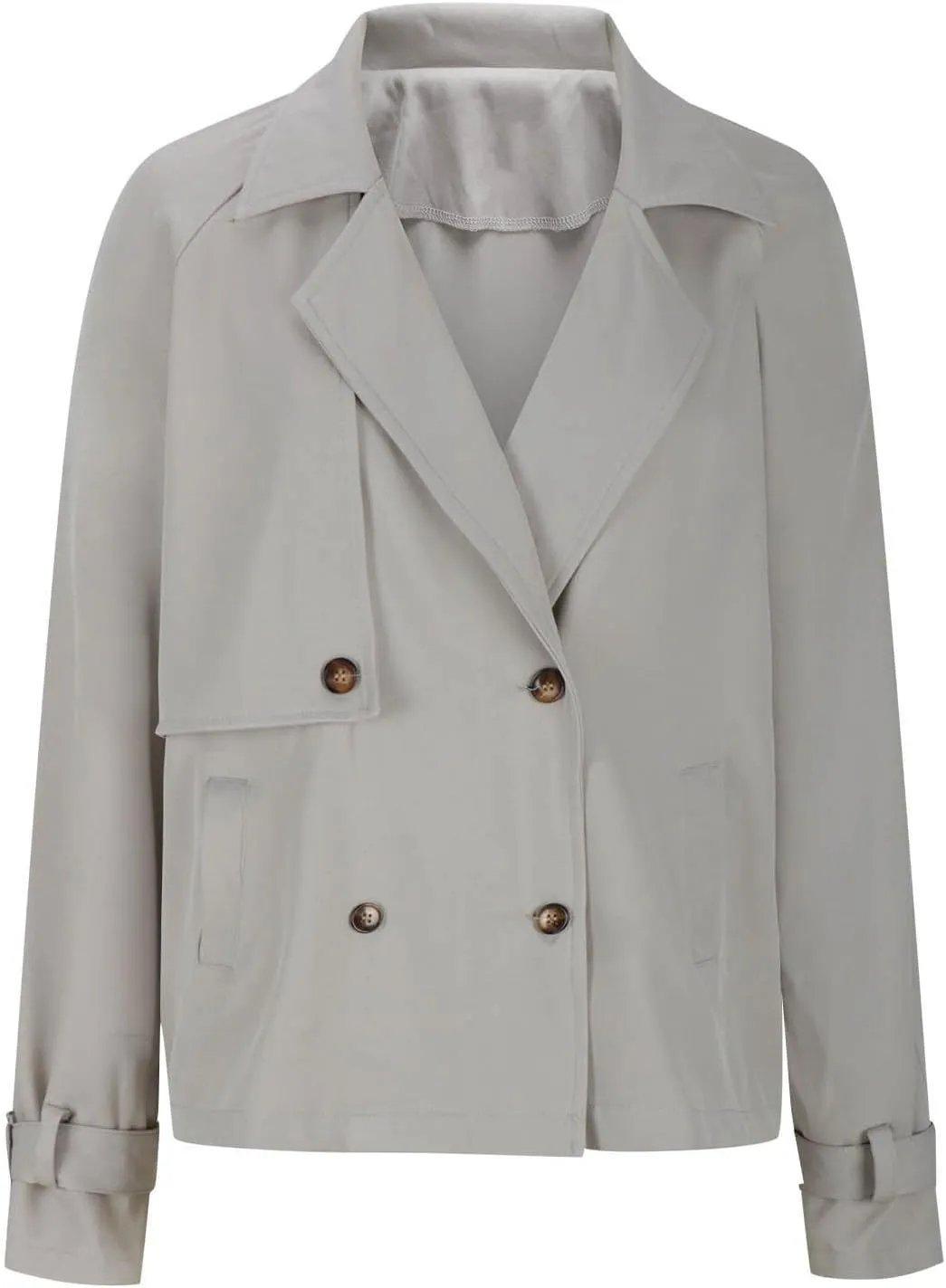 Womens Cropped Trench Coats Casual Double Breasted Short Jackets Fall Winter Fashion Outerwear with Pockets 2024