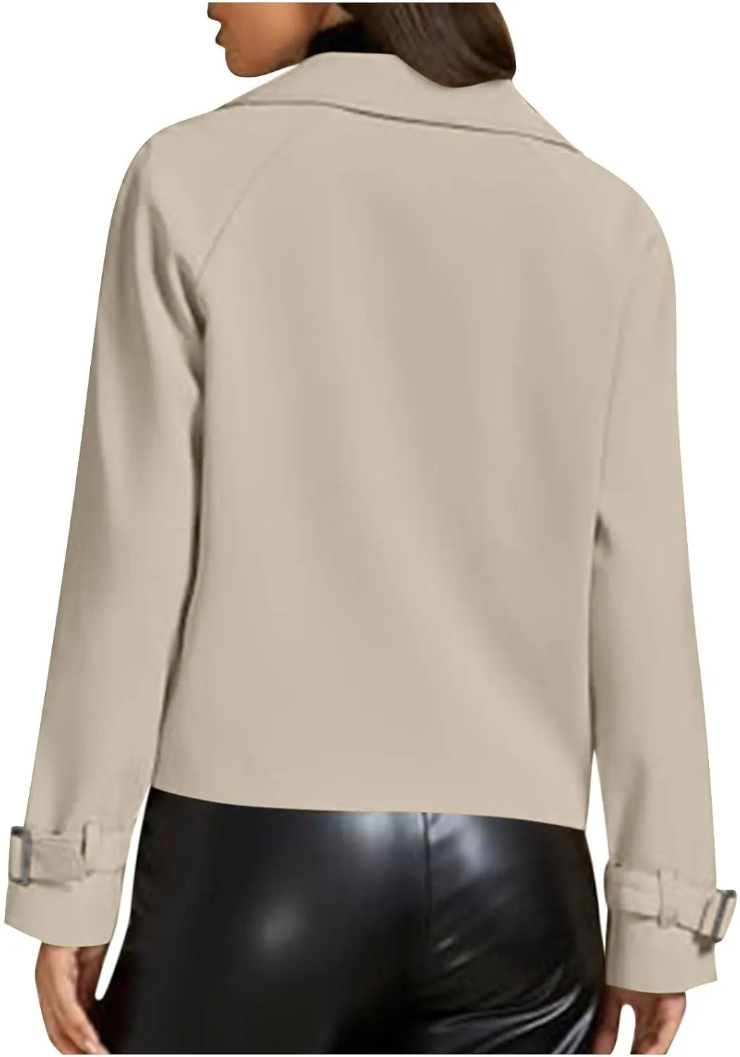 Womens Cropped Trench Coats Casual Double Breasted Short Jackets Fall Winter Fashion Outerwear with Pockets 2024