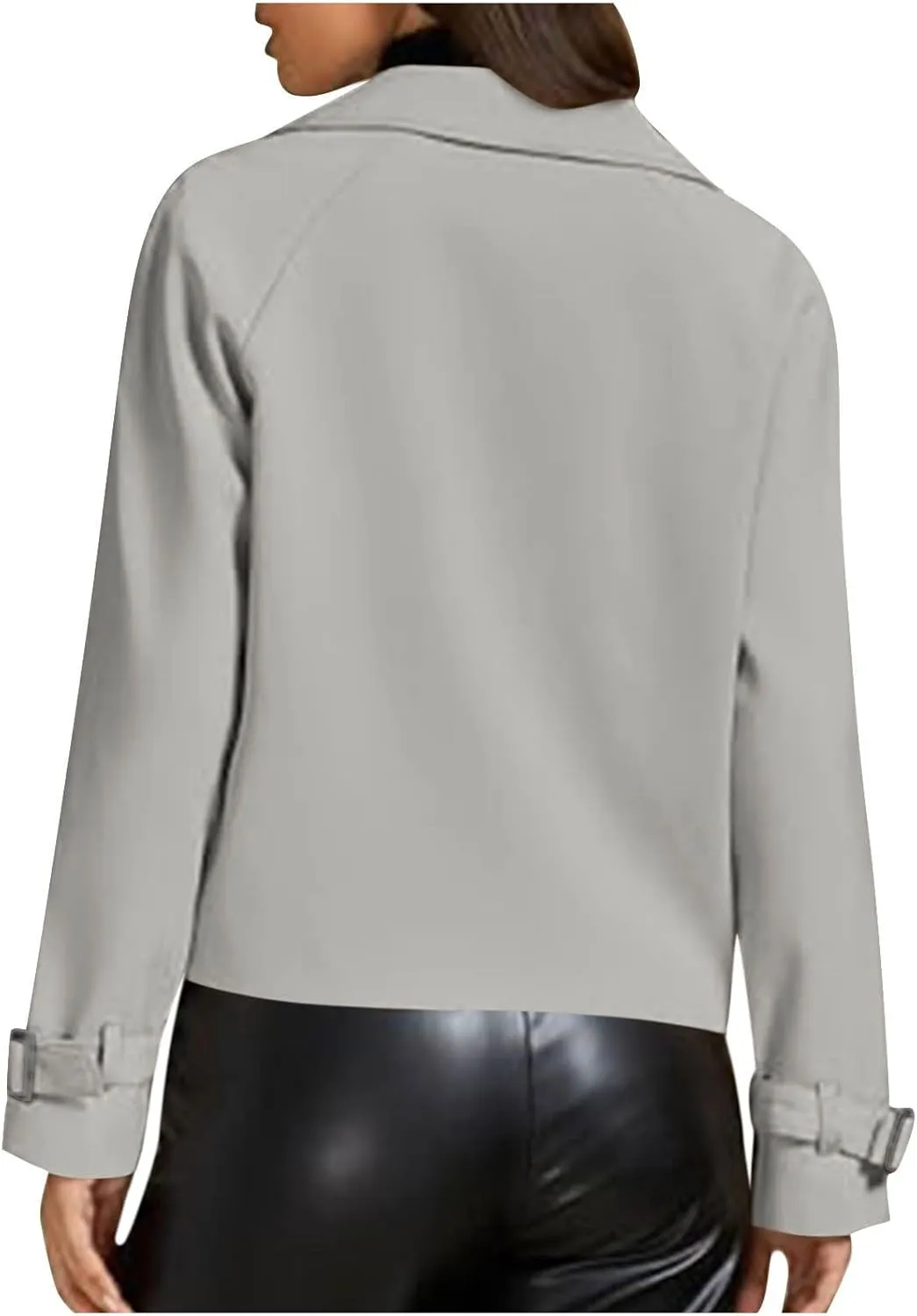 Womens Cropped Trench Coats Casual Double Breasted Short Jackets Fall Winter Fashion Outerwear with Pockets 2024